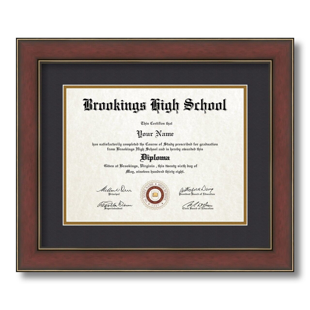 ArtToFrames 9x12 inch Diploma Frame - Framed with Black and Gold Mats, Comes with Regular Glass and Sawtooth Hanger for Wall Hanging (D-9x12)